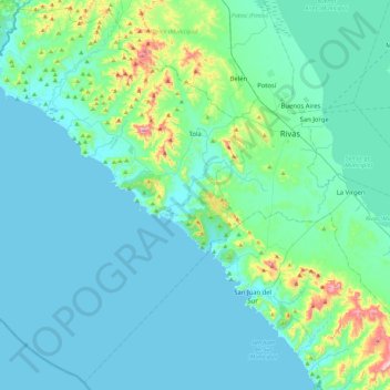 Tola, Rivas topographic map, elevation, terrain