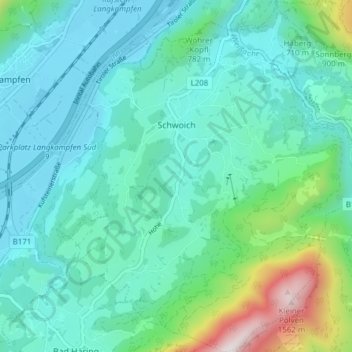 Schwoich topographic map, elevation, terrain
