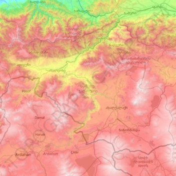 Samtskhe-Javakheti topographic map, elevation, terrain