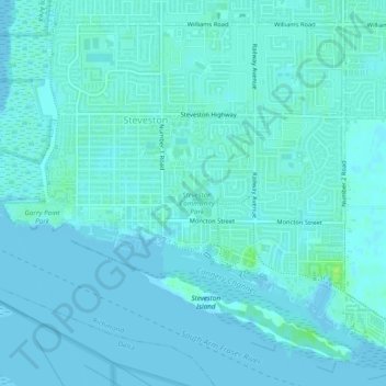 Steveston topographic map, elevation, terrain