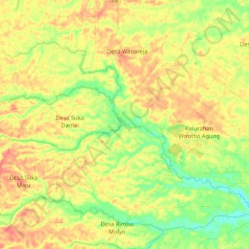 Sungai Hitam topographic map, elevation, terrain