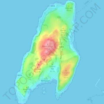 Great Cumbrae topographic map, elevation, terrain