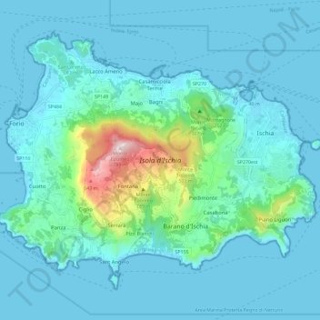 Ischia topographic map, elevation, terrain