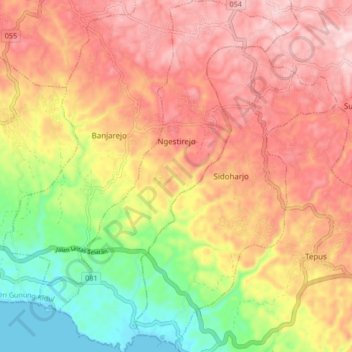 Ngestirejo topographic map, elevation, terrain