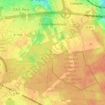 Croissy-Beaubourg topographic map, elevation, terrain