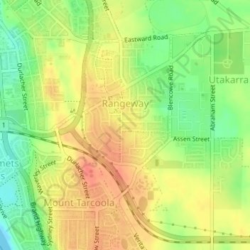 Rangeway topographic map, elevation, terrain