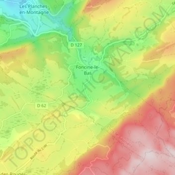 Foncine-le-Bas topographic map, elevation, terrain