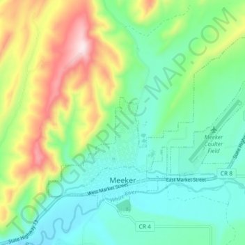 Meeker topographic map, elevation, terrain