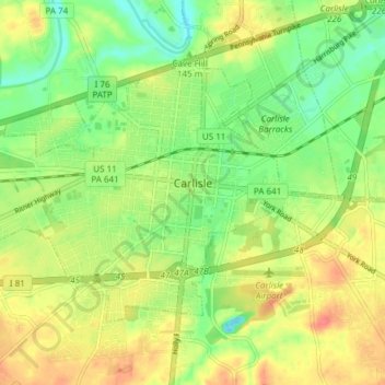 Carlisle topographic map, elevation, terrain