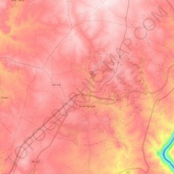 Duas Igrejas topographic map, elevation, terrain