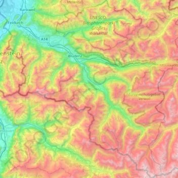 Bezirk Bludenz topographic map, elevation, terrain