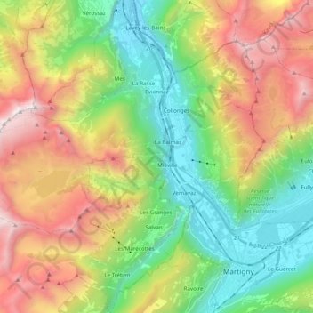 Evionnaz topographic map, elevation, terrain