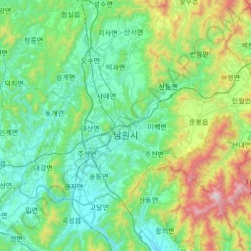 Namwon-si topographic map, elevation, terrain