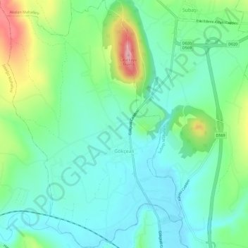 Gökçeali Mahallesi topographic map, elevation, terrain