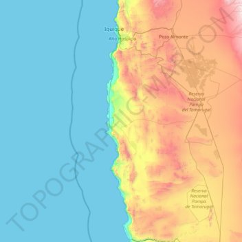 Provincia de Iquique topographic map, elevation, terrain