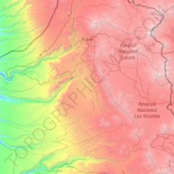 Putre topographic map, elevation, terrain