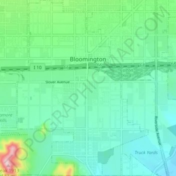 Bloomington topographic map, elevation, terrain