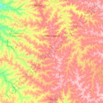 Santo Augusto topographic map, elevation, terrain