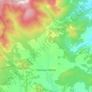 Zubrzyca Górna topographic map, elevation, terrain