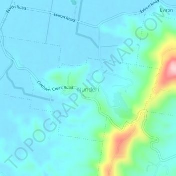 Nunderi topographic map, elevation, terrain