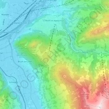 Reith im Alpbachtal topographic map, elevation, terrain