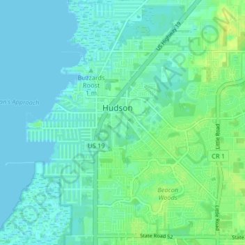 Hudson topographic map, elevation, terrain