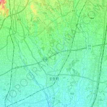 Mibu topographic map, elevation, terrain