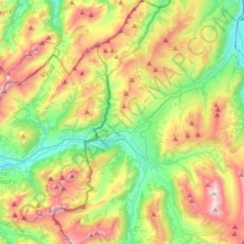 Saanen topographic map, elevation, terrain