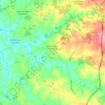 Saint-Sulpice-les-Feuilles topographic map, elevation, terrain