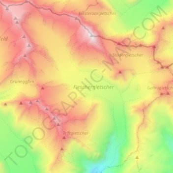 Fieschergletscher topographic map, elevation, terrain