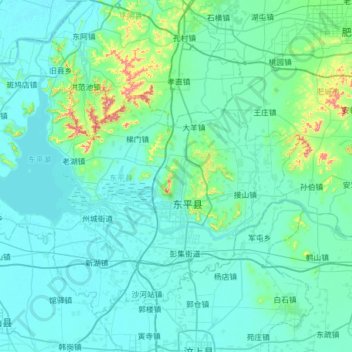 东平县 topographic map, elevation, terrain