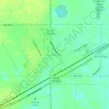 Panhandle topographic map, elevation, terrain