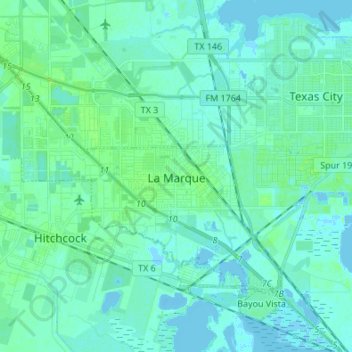 La Marque topographic map, elevation, terrain