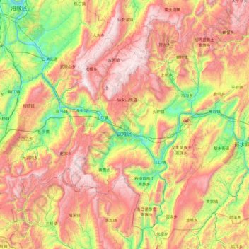 Wulong District topographic map, elevation, terrain
