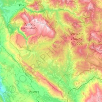Zagori Municipality topographic map, elevation, terrain