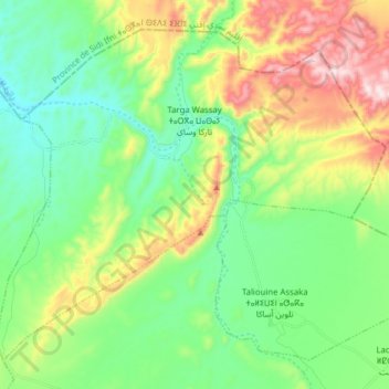 Targa Wassay topographic map, elevation, terrain