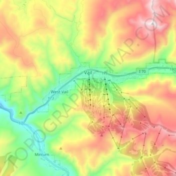 Vail topographic map, elevation, terrain