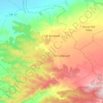 Sidi Boussaid ⵙⵉⴷⵉ ⴱⵓⵙⵄⵉⴷ سيدي بوسعيد topographic map, elevation, terrain