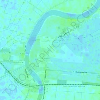 Gunness topographic map, elevation, terrain