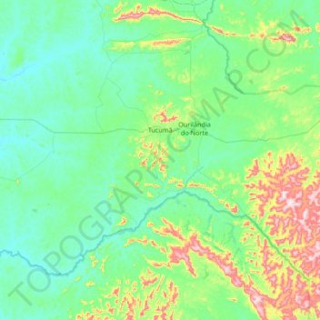 Tucumã topographic map, elevation, terrain