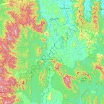 Gua Musang topographic map, elevation, terrain