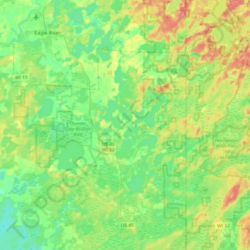 Eagle River topographic map, elevation, terrain