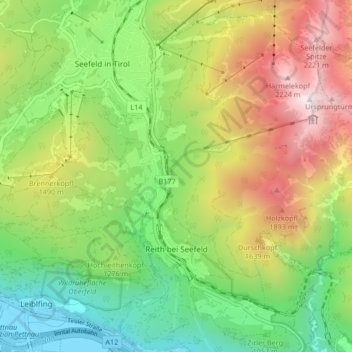 Reith bei Seefeld topographic map, elevation, terrain