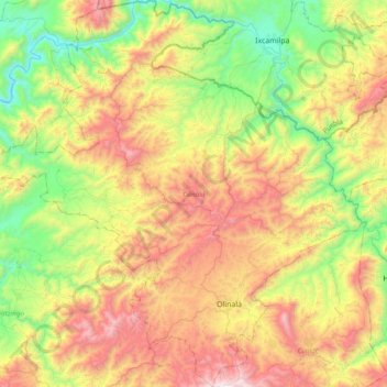 Olinalá topographic map, elevation, terrain