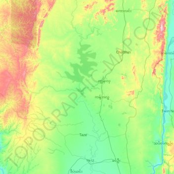 Kanbalu District topographic map, elevation, terrain