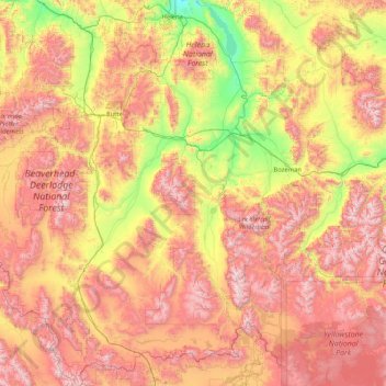 Beaverhead-Deerlodge National Forest topographic map, elevation, terrain