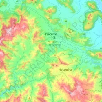 Nicoya topographic map, elevation, terrain