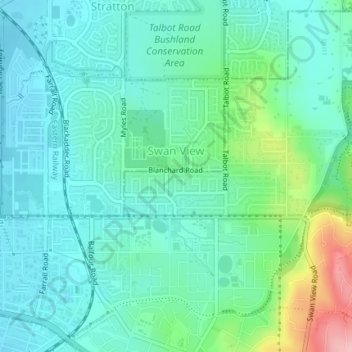 Swan View topographic map, elevation, terrain