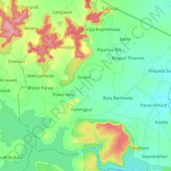 Shamshabad Reserved Forest topographic map, elevation, terrain