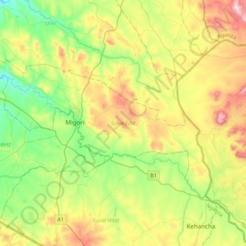 Suna East topographic map, elevation, terrain